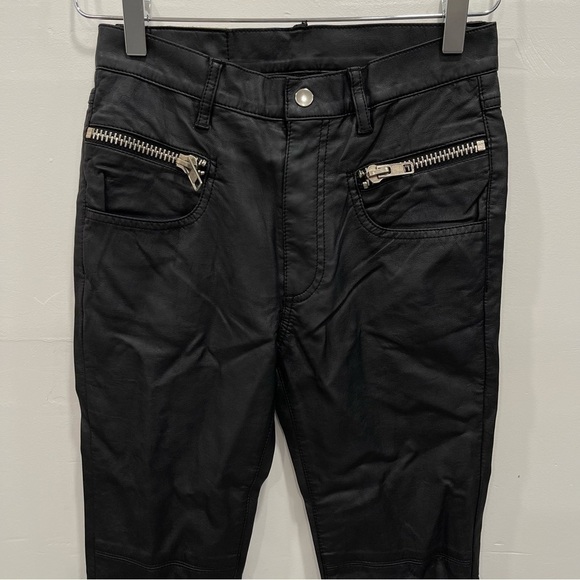 Dolls Kill UNIF Morrison Pants Faux Leather Black Zippers Skinny - Picture 3 of 8